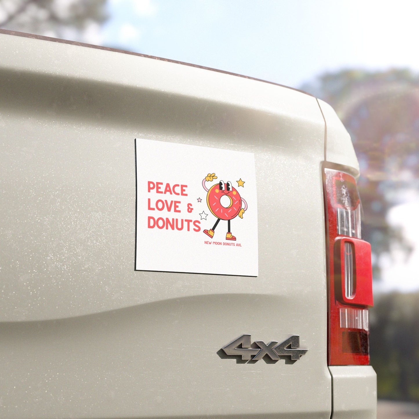 Peace, Love, and Donuts Car Magnet